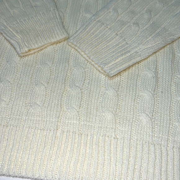 Love Change Italy Off White Cable Knit V-Neck Pullover Sweater - Picture 4 of 4